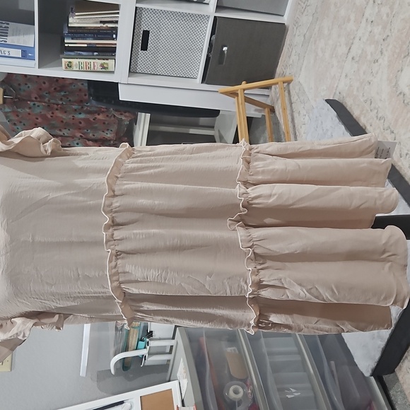 Ruffled V-Neck Dress in Cream - Picture 6 of 6